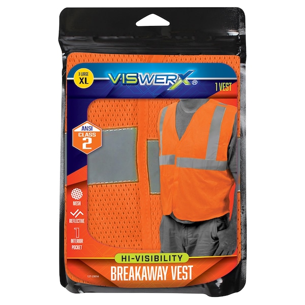 Viswerx Hi-Vis Breakaway Vest - ANSI CL2 Orange XL 127-23016 - main